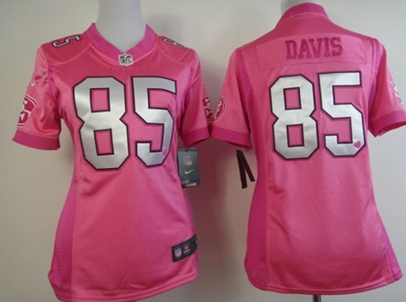 Nike San Francisco 49ers #85 Vernon Davis Pink Love Womens Jersey 