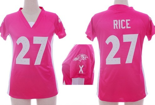 Nike Baltimore Ravens #27 Ray Rice 2012 Pink Womens Draft Him II Top Jersey 