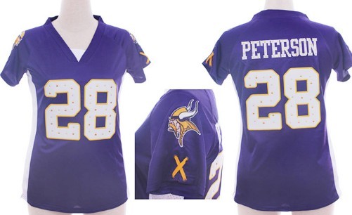 Nike Minnesota Vikings #28 Adrian Peterson 2012 Purple Womens Draft Him II Top Jersey 