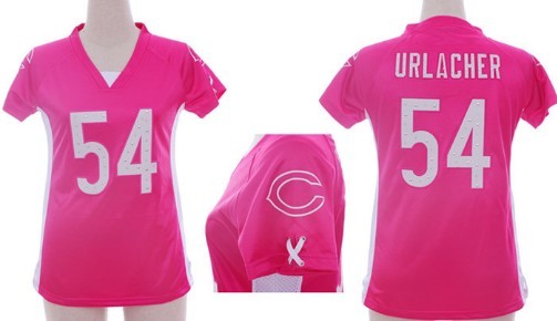 Nike Chicago Bears #54 Brian Urlacher 2012 Pink Womens Draft Him II Top Jersey 