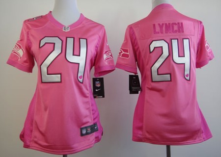 Nike Seattle Seahawks #24 Marshawn Lynch Pink Love Womens Jersey 