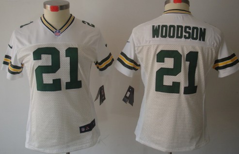 Nike Green Bay Packers #21 Charles Woodson White Limited Womens Jersey 