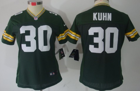 Nike Green Bay Packers #30 John Kuhn Green Limited Womens Jersey 