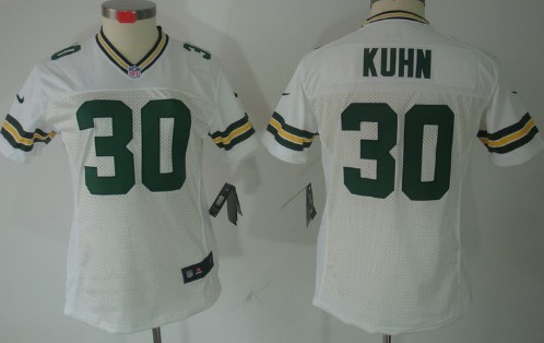 Nike Green Bay Packers #30 John Kuhn White Limited Womens Jersey 