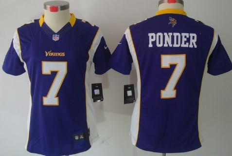 Nike Minnesota Vikings #7 Christian Ponder Purple Limited Womens Jersey 