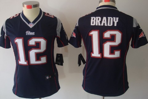 Nike New England Patriots #12 Tom Brady Blue Limited Womens Jersey 