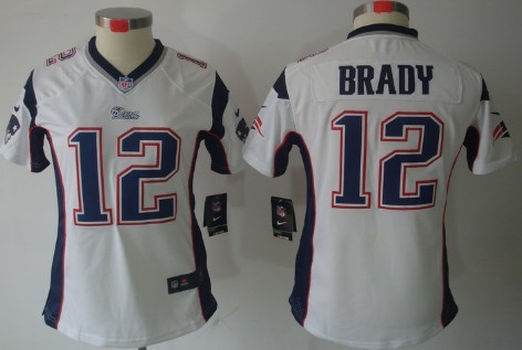 Nike New England Patriots #12 Tom Brady White Limited Womens Jersey 