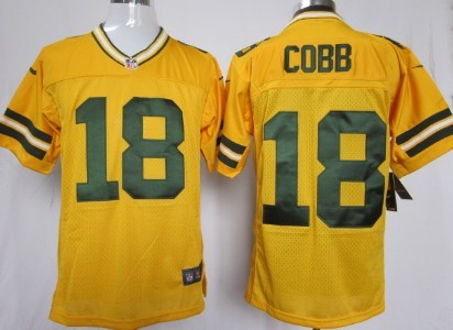 Nike Green Bay Packers #18 Randall Cobb Yellow Elite Jersey