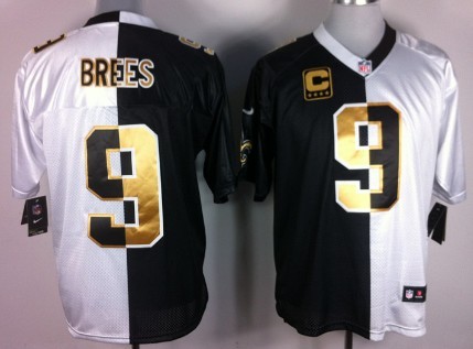 Nike New Orleans Saints #9 Drew Brees Black/White Two Tone Elite Jersey 