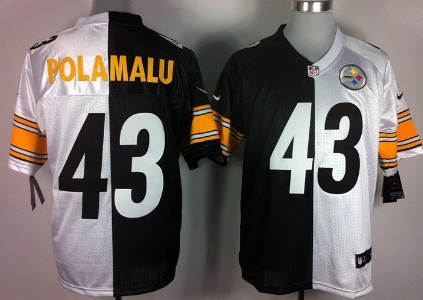 Nike Pittsburgh Steelers #43 Troy Polamalu Black/White Two Tone Elite Jersey 