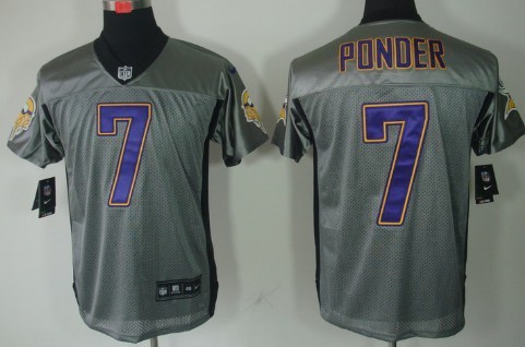 Nike Minnesota Vikings #7 Christian Ponder Gray Shadow Elite Jersey 