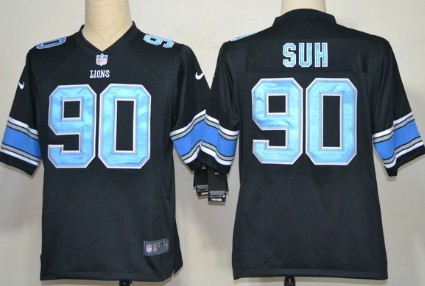 Nike Detroit Lions #90 Ndamukong Suh Black Game Jersey