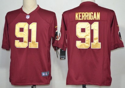 Nike Washington Redskins #91 Ryan Kerrigan Red With Gold Game Jersey 