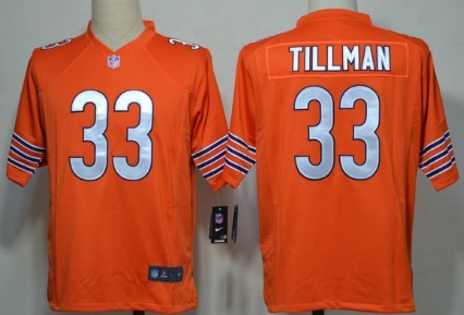 Nike Chicago Bears #33 Charles Tillman Orange Game Jersey 