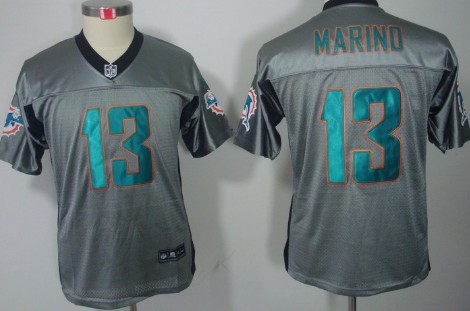 Nike Miami Dolphins #13 Dan Marino Gray Shadow Kids Jersey 