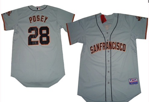 San Francisco Giants #28 Buster Posey Gray Jersey 