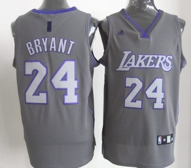 Los Angeles Lakers #24 Kobe Bryant Gray Shadow Jersey 