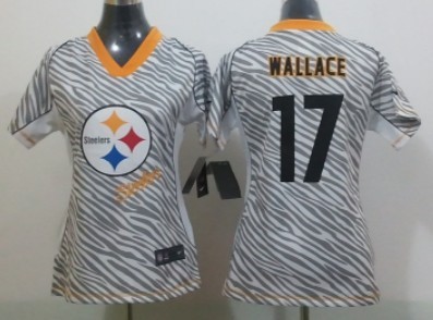 Nike Pittsburgh Steelers #17 Mike Wallace 2012 Womens Zebra Fashion Jersey 