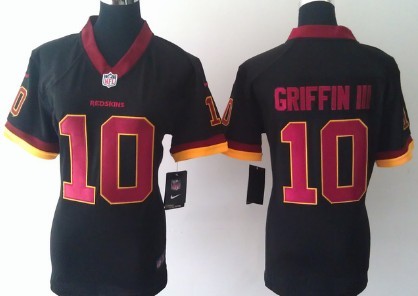 Nike Washington Redskins #10 Robert Griffin III Black Game Womens Jersey 