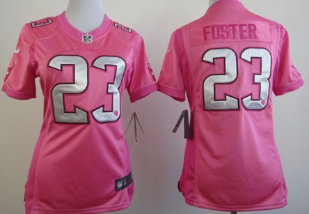 Nike Houston Texans #23 Arian Foster Pink Love Womens Jersey 