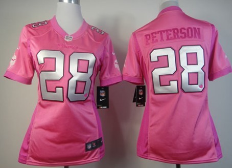 Nike Minnesota Vikings #28 Adrian Peterson Pink Love Womens Jersey 