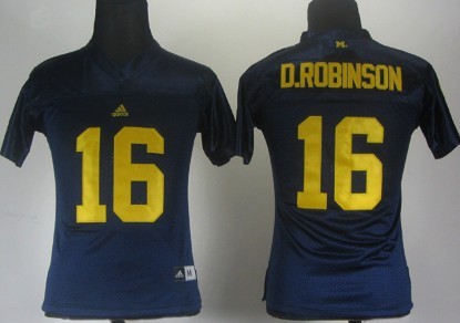 Michigan Wolverines #16 Denard Robinson Navy Blue Womens Jersey