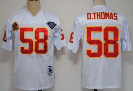 Kansas City Chiefs #58 Derrick Thomas White 75TH Throwback Jersey 