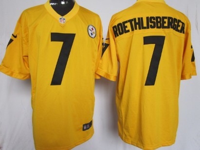 Nike Pittsburgh Steelers #7 Ben Roethlisberger Yellow Game Jersey 