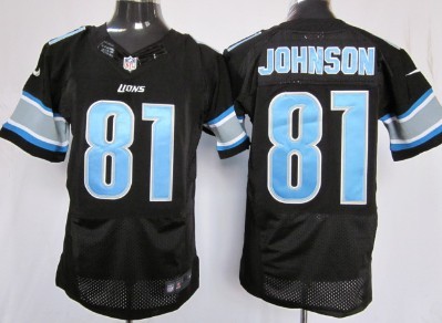 Nike Detroit Lions #81 Calvin Johnson Black Elite Jersey