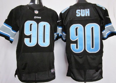 Nike Detroit Lions #90 Ndamukong Suh Black Elite Jersey