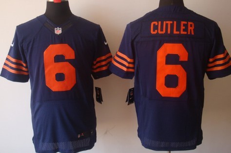 Nike Chicago Bears #6 Jay Cutler Blue With Orange Elite Jersey 