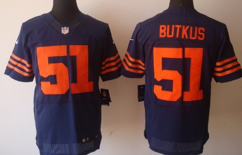 Nike Chicago Bears #51 Dick Butkus Blue With Orange Elite Jersey 