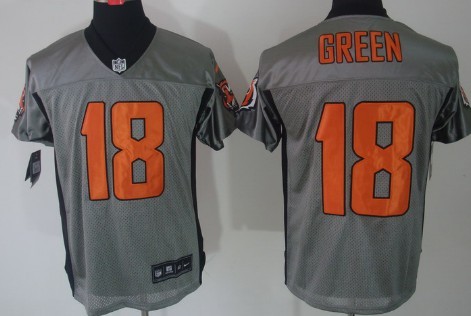 Nike Cincinnati Bengals #18 A.J. Green Gray Shadow Elite Jersey 