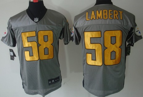 Nike Pittsburgh Steelers #58 Jack Lambert Gray Shadow Elite Jersey 