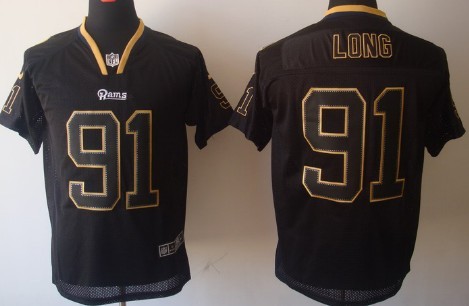 Nike St. Louis Rams #91 Chris Long Lights Out Black Elite Jersey