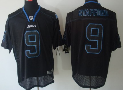 Nike Detroit Lions #9 Matthew Stafford Lights Out Black Elite Jersey