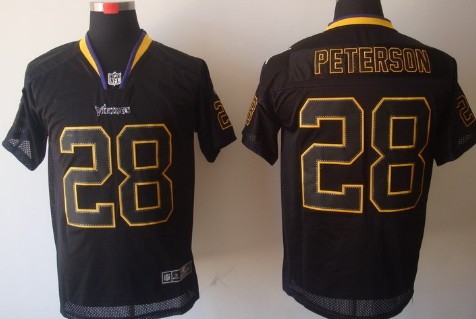 Nike Minnesota Vikings #28 Adrian Peterson Lights Out Black Elite Jersey 