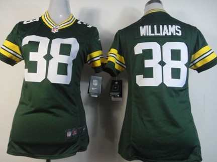 Nike Green Bay Packers #38 Tramon Williams Green Game Womens Jersey 