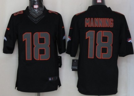 Nike Denver Broncos #18 Peyton Manning Black Impact Limited Jersey