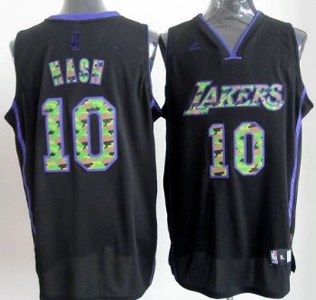 Los Angeles Lakers #10 Steve Nash Black Camo Fashion Jersey 