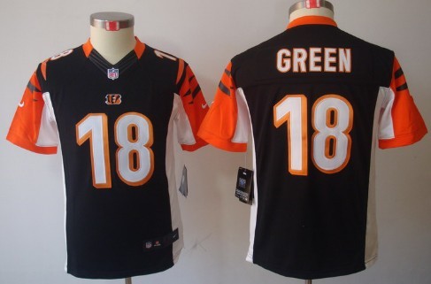 Nike Cincinnati Bengals #18 A.J. Green Black Limited Kids Jersey 