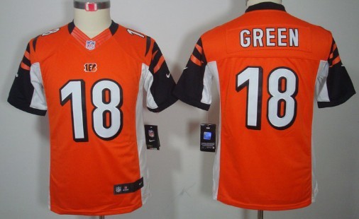 Nike Cincinnati Bengals #18 A.J. Green Orange Limited Kids Jersey 