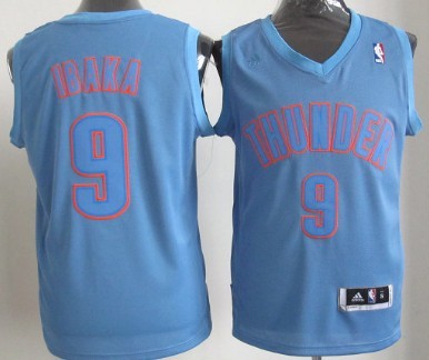 Oklahoma City Thunder #9 Serge Ibaka Revolution 30 Swingman Light Blue Big Color Jersey 