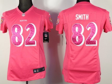 Nike Baltimore Ravens #82 Torrey Smith Pink Sweetheart Diamond Womens Jersey 