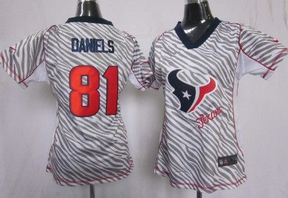 Nike Houston Texans #81 Owen Daniels 2012 Womens Zebra Fashion Jersey 