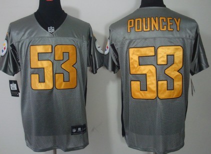 Nike Pittsburgh Steelers #53 Maurkice Pouncey Gray Shadow Elite Jersey 