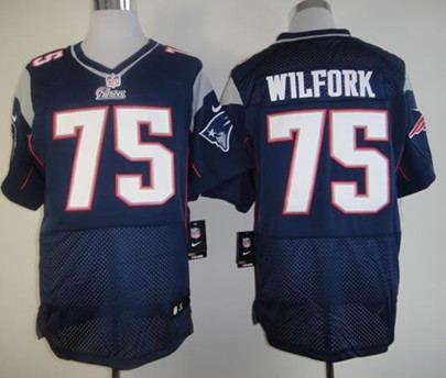 Nike New England Patriots #75 Vince Wilfork Blue Elite Jersey 