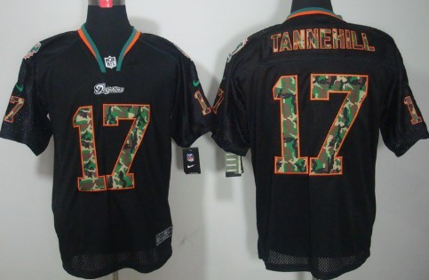 Nike Miami Dolphins #17 Ryan Tannehill Black With Camo Elite Jersey 