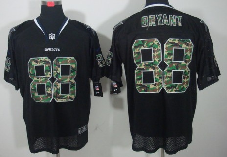 Nike Dallas Cowboys #88 Dez Bryant Black With Camo Elite Jersey 