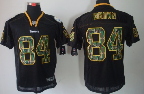 Nike Pittsburgh Steelers #84 Antonio Brown Black With Camo Elite Jersey 